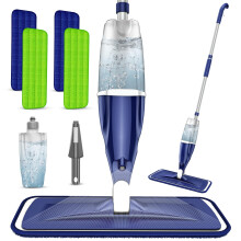 Spray Floor Mops with 4x Reusable Washable Pads for Cleaning Floors - EXEGO Microfibre Floor Mops with Spray Wet Dry Mops Household Flat Mops for
