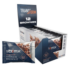 SCI-MX High Protein Chocolate Chip Brownie Box - 20g protein, 0.5g sugar + 246 calories per brownie - Pack of 12 x 65 g - Low Sugar - Pre / Post