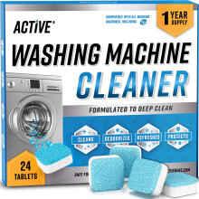 Washing Machine Cleaner Descaler 24 Tablets - ACTIVE Deep Clean Freshener for HE, Front and Top Load Washer, Septic Safe Eco Limescale and Odour