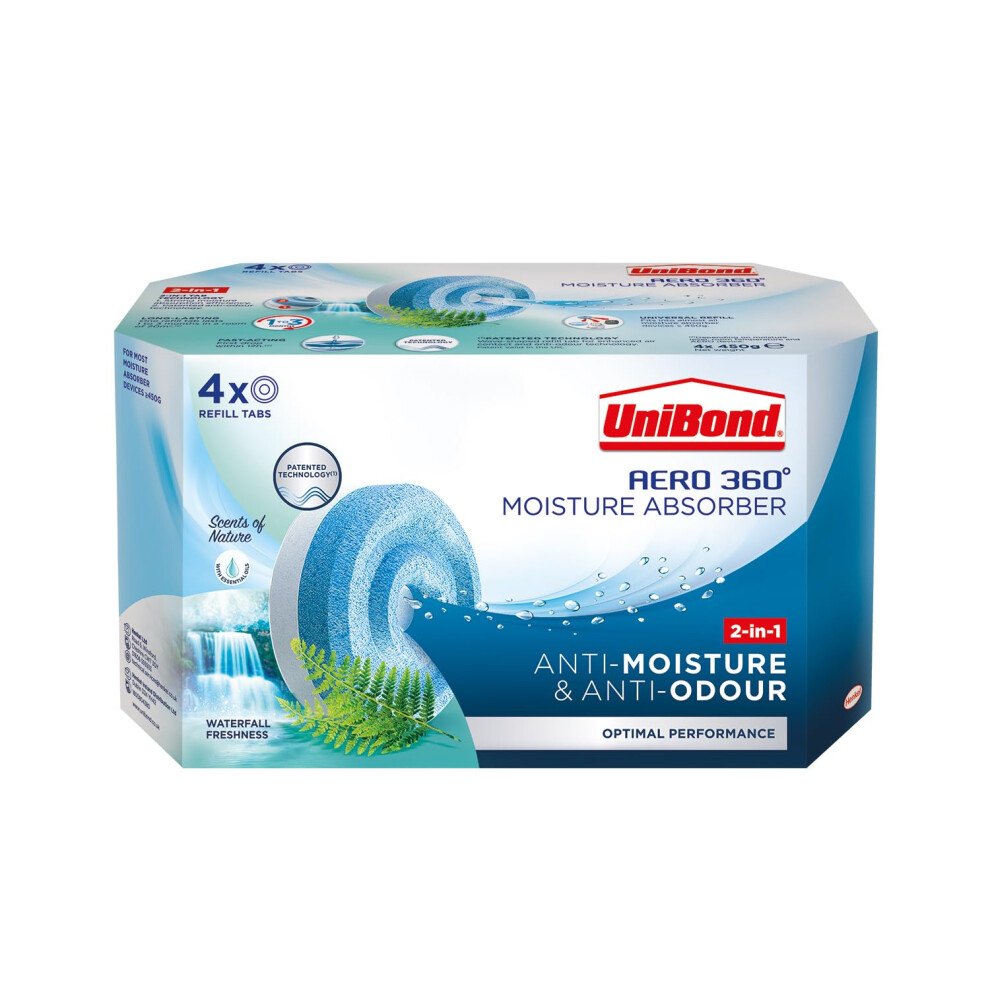 UniBond AERO 360? Moisture Absorber Waterfall Freshness Refill Tab, Aromatherapy, Ultra-Absorbent and Odour-Neutralising, for AERO 360? Dehumidifier,