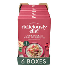 Deliciously Ella Apple & Raspberry Bircher Muesli - 6 x 400g Boxes - Gluten Free | Vegan Friendly | Healthy Breakfast | Granola & Muesli
