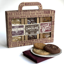 Lottie Shaws - Luxury Gift Box of 3 Packs of Biscuits 600g, Includes Yorkshire Ginger Parkin, Triple Chocolate and Oatmeal Raisin Biscuits, 8 Biscuits