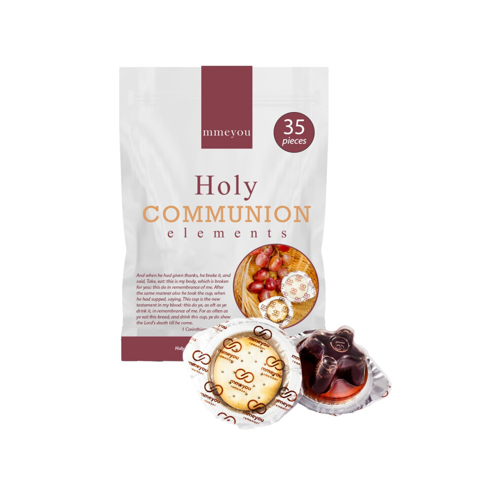 Mmeyou Remember Mmeyou (Count 35) Packaged Holy Communion Crackers Prefilled Communion Wine Mmeyou Communion Cups Cracker With Grape Juice - All In One Packaged Red