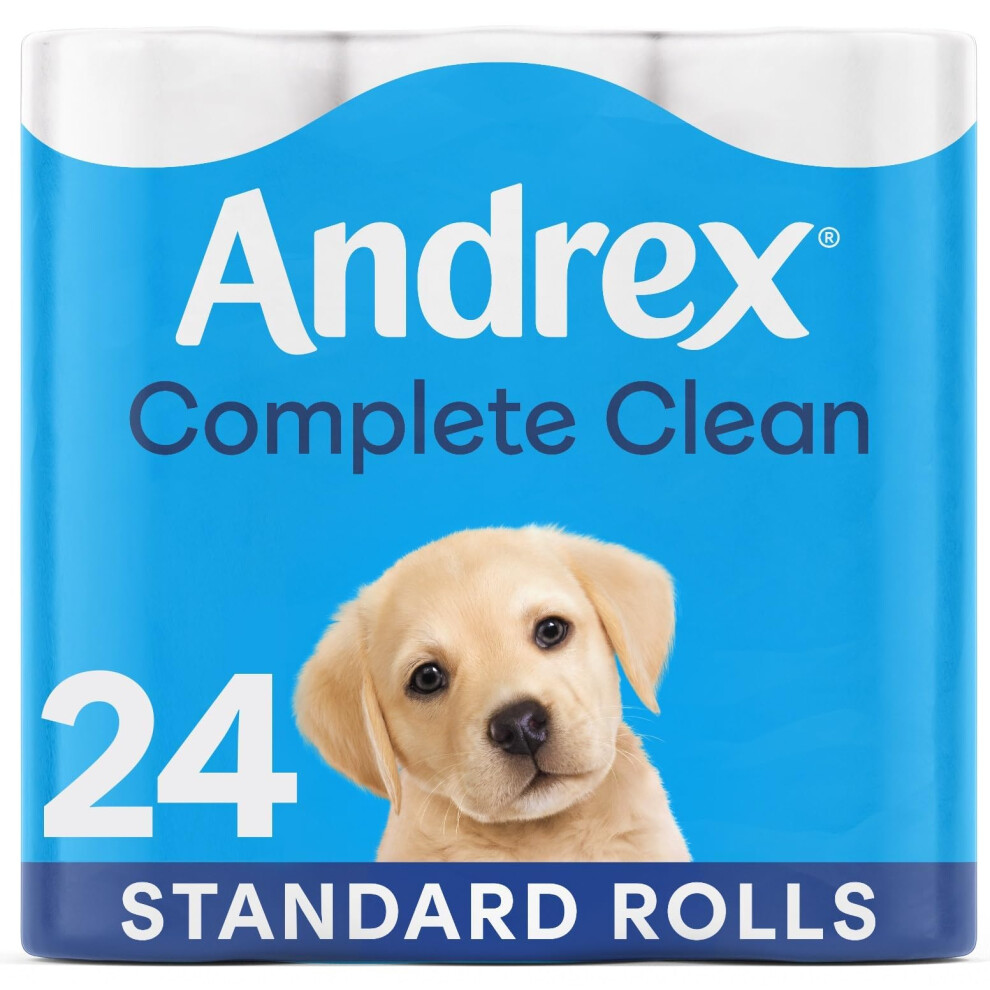 Andrex Complete Clean Toilet Roll 24 Rolls (Previously Classic Clean Toilet Tissue) Unbeatable Toilet Paper With Unique 3D Wave, Fsc Certified