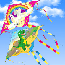 Yetech Kites for children, 2 pack, Dinosaur kite and Unicorn kite, Easy Fly Kites for Beginner, 110 * 55cm, Great Beach Games Outdoor Activities for