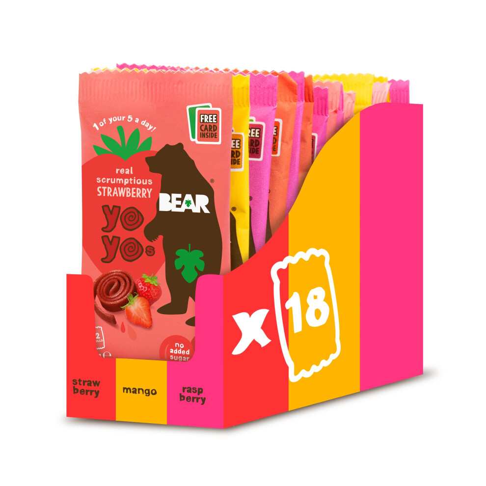 Bear Variety Pack Yoyos - Dried Fruit Rolls - Healthy - Vegan - 20G -18 Packs