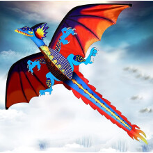 Touch the sky Huge Dragon Kite for Kids and Adults Easy to Fly-55inch x 62inch Single Line with Tail 90M String