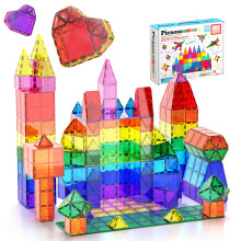PicassoTiles Magnetic Tiles 60pcs Kids Toys Classroom Sensory Toy for Toddlers STEM Learning Building Blocks, Montessori Pretend Play Magnet Tile