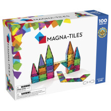 MAGNA-TILES Classic 100-Piece Magnetic Construction Set, The ORIGINAL Magnetic Building Brand, Rainbow