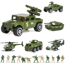 18 Pack Die-cast Military Vehicles Sets - 6 Pack Assorted Alloy Metal Models - 12 Pack Soldier Army Men, Mini Army Toy Tank, Panzer, Anti-Air Vehicle,