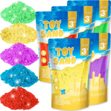 Value Pack 11lbs/5kg of 5 Colored Moldable Self-Sticking Play Sand, Never Dries Out - Fun for Kids Bulk Refill for Sensory Sand Box Toys, Ideal for