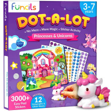 Funcils Dot Art Activity - Unicorn & Princess Sticker Kit, Toddler Art & Craft Supplies for Kids, Birthday Gifts for Boys & Girls Ages 3, 4, 5, 6, 7