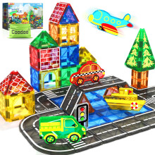 Magnetic Tiles City Road Set Kids Toys Sensory Games for 3 Year Old Boys and Girls, Magnetic Blocks for Kids Age 3-5 4-8 Classroom Must Haves
