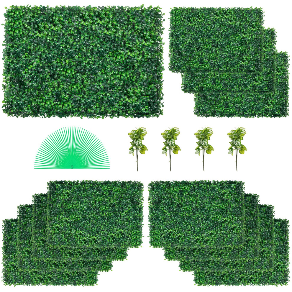 VEVOR Artificial Boxwood Panel UV, Boxwood Hedge Wall Panels, Artificial Grass Backdrop Wall 4 cm Green Grass Wall, Fake Hedge for Decor Privacy Fence
