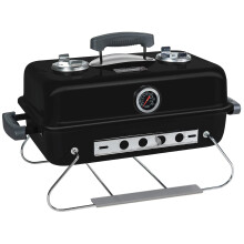 George Foreman Premium On-The-Go Portable Charcoal Barbecue, Two Part Rack, Adjustable Airflow, Portable, Simple Assembly, Camping and Travel BBQ with
