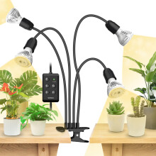 SANSI 600W LED Grow Lights, 4-Head Full Spectrum LED Plant Lamp with Clip, 4000K Sunlike, Timer 4/8/12 Hrs for Indoor Seedlings Germination (Lifetime
