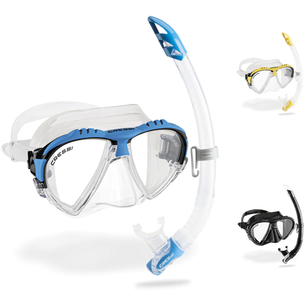 New Cressi Adult Matrix & Gamma Mask & Snorkel Set - Clear/ Blue Ds302501