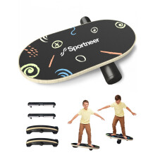 Sportneer Balance Board - Wobble Board with Adjustable Stoppers and Wheels - Balance Trainer to Improve Balance, Surf Trainer and Physiotherapy -