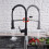 Matt Black Monobloc Kitchen Sink Mixer Tap with Pull Out Hose Spray Single Lever 6