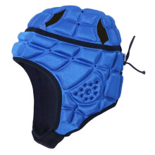(S, Blue) Children Sports Rugby Soft Helmet Soccer Goalkeeper Adjustable Headgear Protector Cap