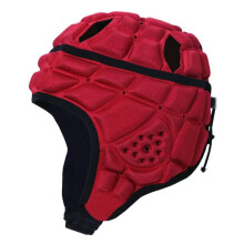 (M, Red) Children Sports Rugby Soft Helmet Soccer Goalkeeper Adjustable Headgear Protector Cap