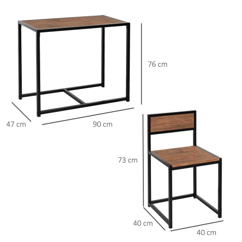 Homcom HOMCOM 3 Piece Dining Table Set with Metal Frame Natural 2