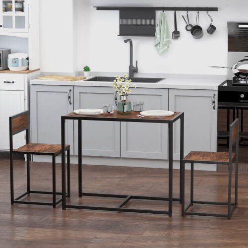 Homcom HOMCOM 3 Piece Dining Table Set with Metal Frame Natural