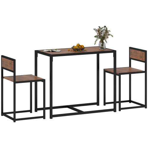 Homcom HOMCOM 3 Piece Dining Table Set with Metal Frame Natural 1