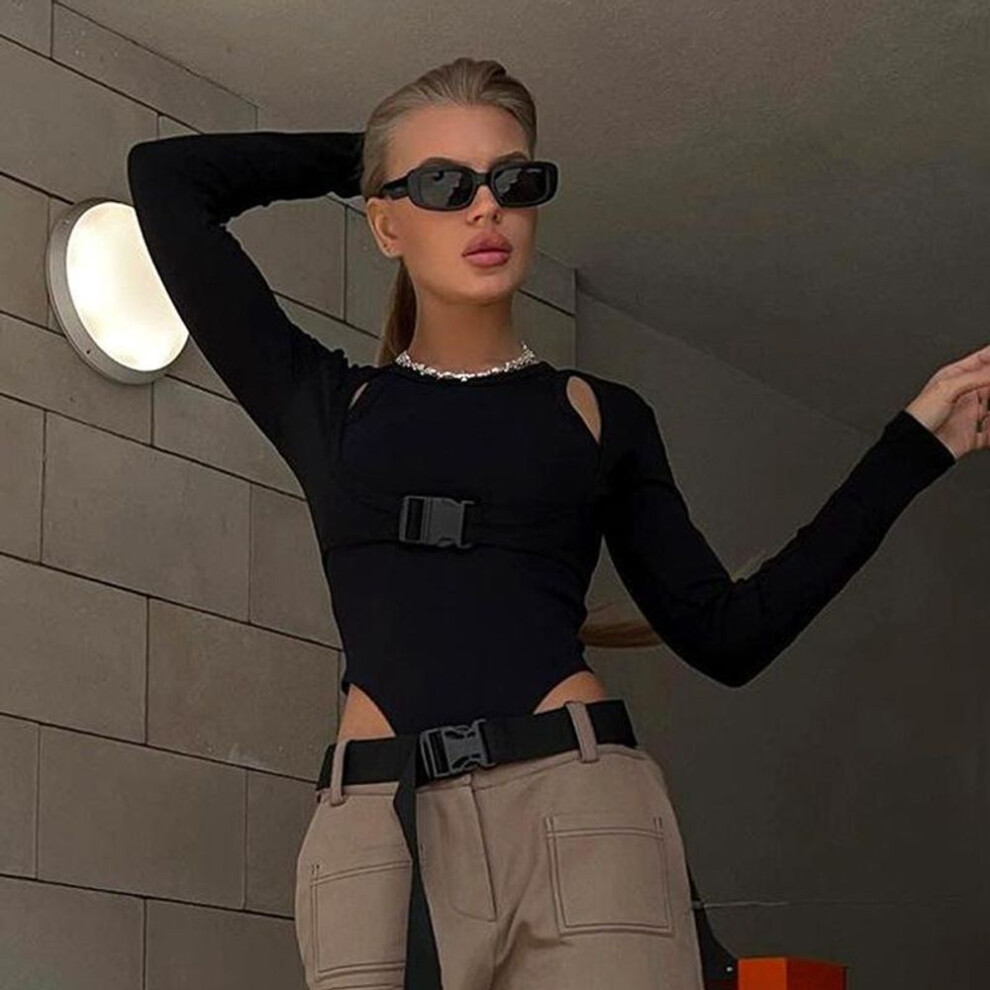 (black, L) Spring New Long Sleeve Slim Fit Sexy Jumpsuits Women Elegant Solid Street Y2k Rompers Women Jumpsuit Autumn Casual Fashion Ladies Bodysuits 25756