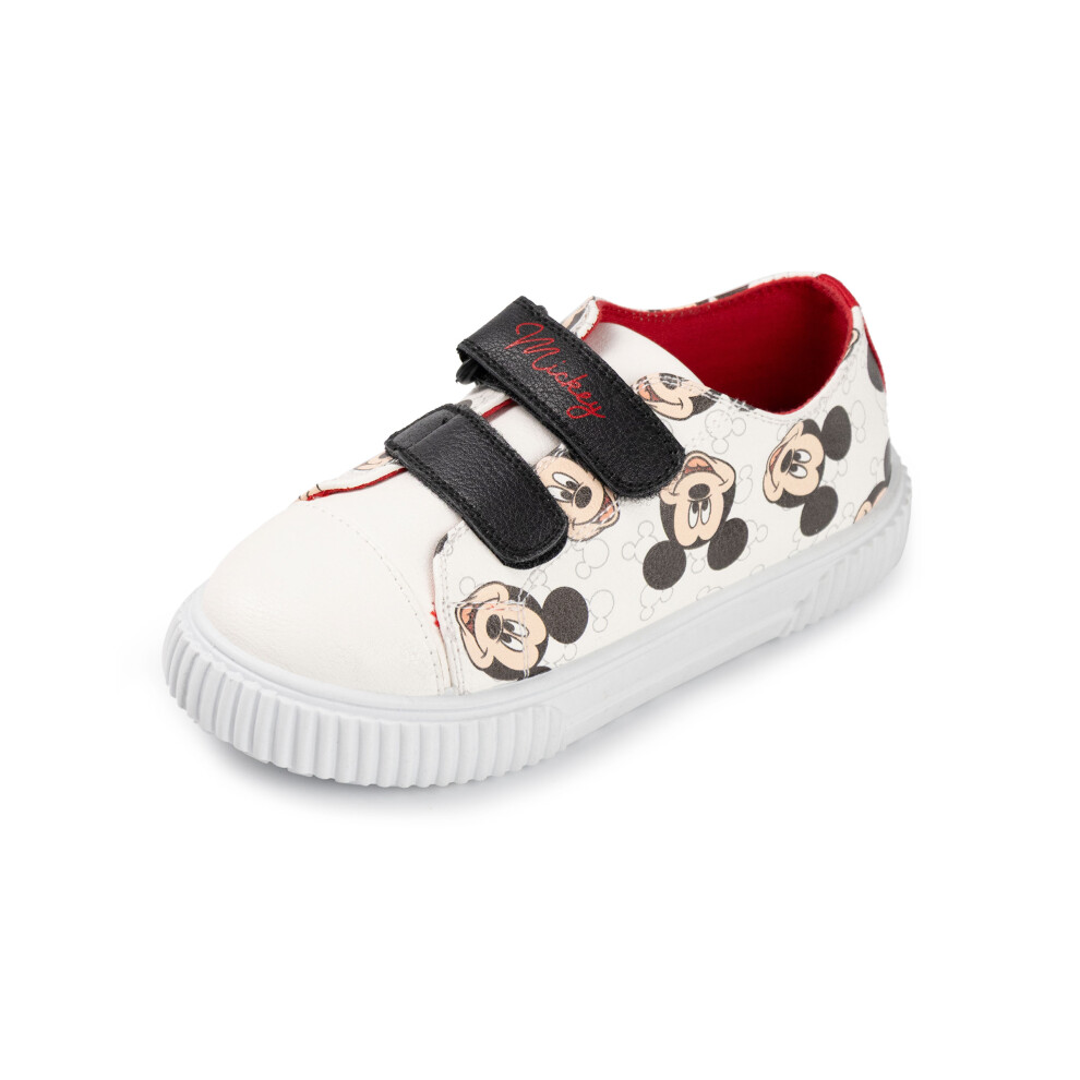 (9 UK Child) Disney Velcro Trainers (Boys White)