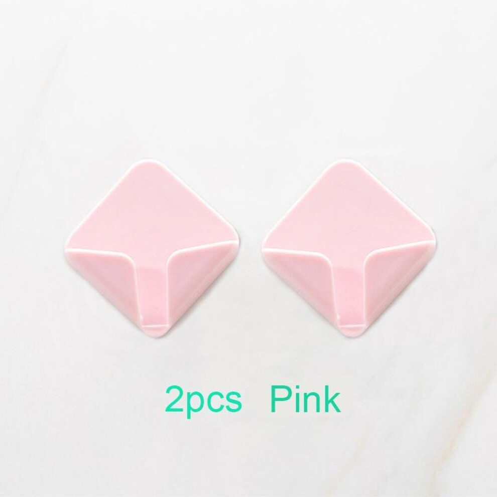 (pink) 2pcs Plug Hooks Kitchen Organizer Self-adhesive Wall Hook Bathroom Razor Hook Toothbrush Holder Home And Decoration Wall Hanger