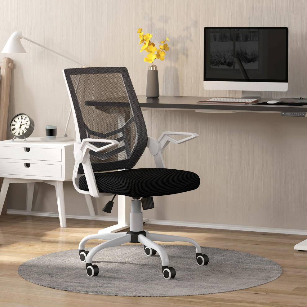 Vinsetto White/Black Mesh Swivel Office Chair Task Computer Chair W/ Lumbar Support, - And - Image 4