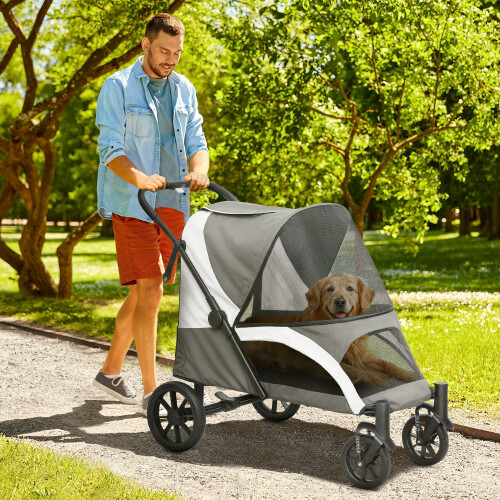 PawHut PawHut Foldable Pet Stroller for Large Dogs, Dark Grey