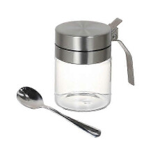 One-Touch Lid Spice Jar with Spoon - 10.1 fl oz Kitchen Storage Container Suitable for Various Kitchen Brands (Single Unit)