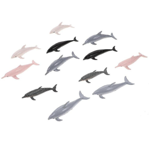 12pcs Mini Simulation Dolphin Models Educational Plastic Marine Animal Set 2