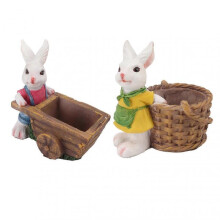Set of 2 Animal Succulent Planters - White Resin Flower Pots Designed for Garden Decoration on Balcony or Patio