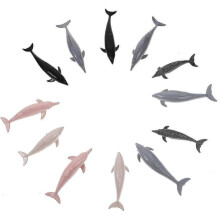 12pcs Mini Simulation Dolphin Models Educational Plastic Marine Animal Set