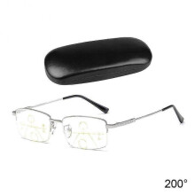(200 Degree, Silver) Progressive Presbyopic Reading Glasses with Anti-Blue Light Protection for Office Work and Multifocus Use