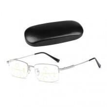 (150°, Silver) Progressive Presbyopic Reading Glasses with Anti-Blue Light Protection for Office Work and Multifocus Use