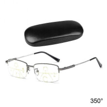 (350 Degrees, Gun Gray) Progressive Presbyopic Reading Glasses with Anti-Blue Light Protection for Office Work and Multifocus Use