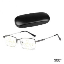 (300 Degrees, Gun Gray) Progressive Presbyopic Reading Glasses with Anti-Blue Light Protection for Office Work and Multifocus Use