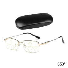 (350 Degrees, Glod) Progressive Presbyopic Reading Glasses with Anti-Blue Light Protection for Office Work and Multifocus Use