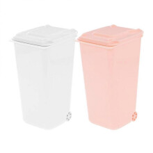 2pcs Desktop Waste Bin Covered Garbage Container Mini Trash Can Tabletop Pen Holder for Stationery and Office Supplies