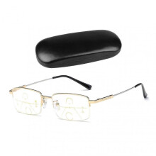 (200 Degree, Glod) Progressive Presbyopic Reading Glasses with Anti-Blue Light Protection for Office Work and Multifocus Use
