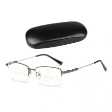 (200 Degree, Gun Gray) Progressive Presbyopic Reading Glasses with Anti-Blue Light Protection for Office Work and Multifocus Use