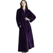 (M, purple) Zipper Bathrobe For Womens Flannel Fleece Robes Winter Warm Housecoat Nightgown