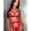(S,Red)Women Lace Garter Lingerie Set - WK 3