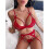 (S,Red)Women Lace Garter Lingerie Set - WK 2