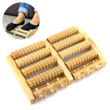 Dual Foot Massager - Wooden Massage Roller Compatible with Plantar Fasciitis, Stress, Heel And Arch Pain - Shiatsu Deep Tissue Therapy with Reflexolog