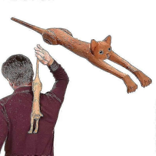 Cat-Shaped Back Scratcher Handheld Wooden Back Massage Manual Back Scratcher 1